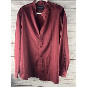 Alimens & Gentle Flex Luxury Style Button Up Dress Shirt Mens Size XL Burgundy